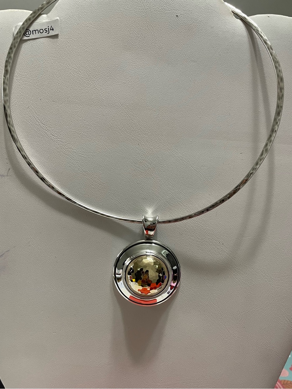 Retired James Avery Gold Hammered Dome Pendant - Picture 2 of 7